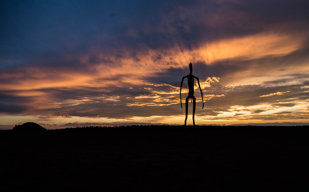 silhouetto of creature during golden hour, Antony Gormley did an extraordinary job in creating these sculptures in Lake 