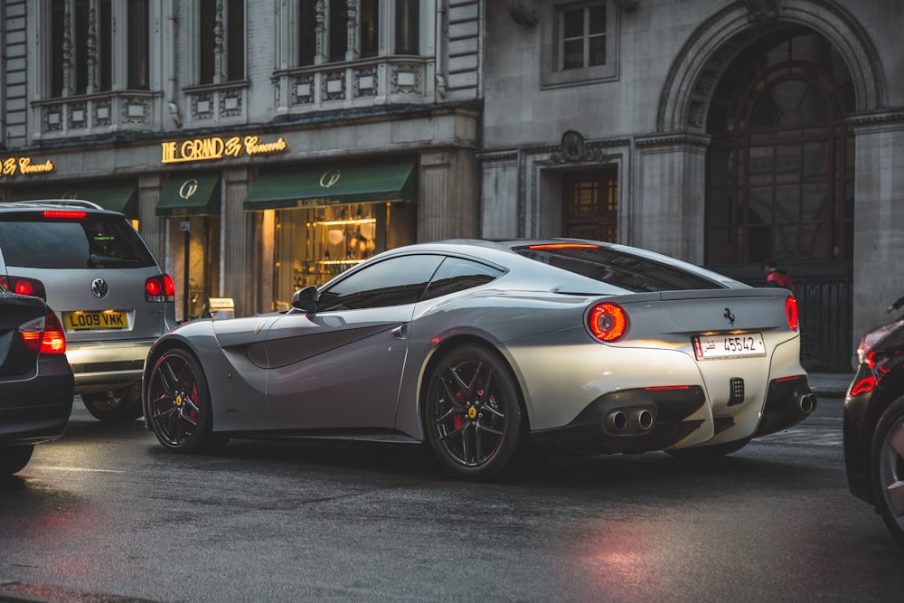 silver Ferrari super car