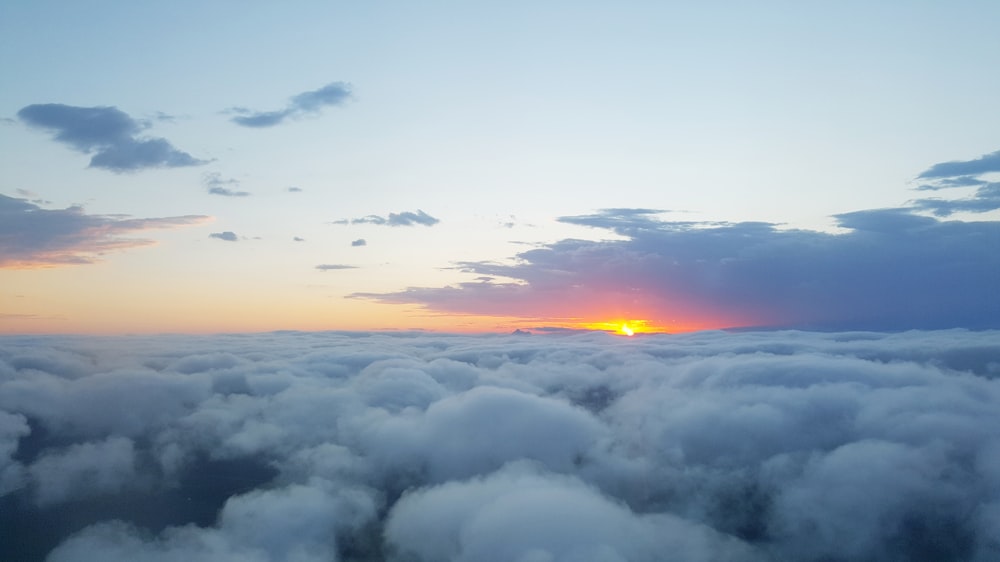 sea of clouds during sunrise