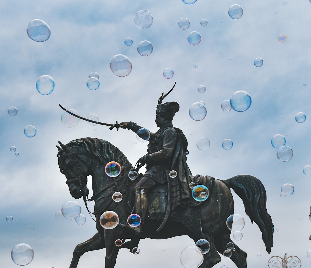 man riding horse with bubbles