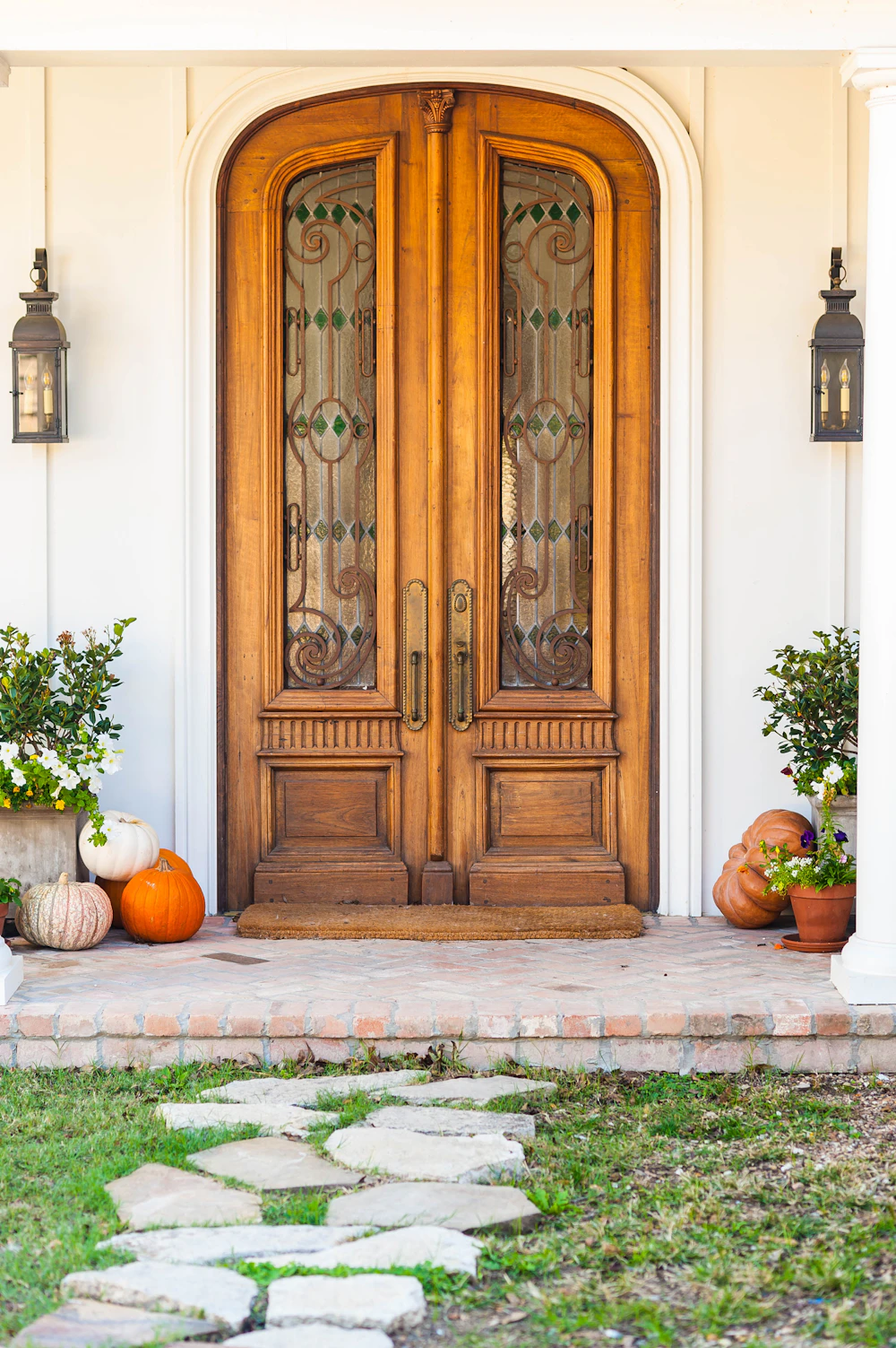 Solid wooden entry door with rich walnut finish