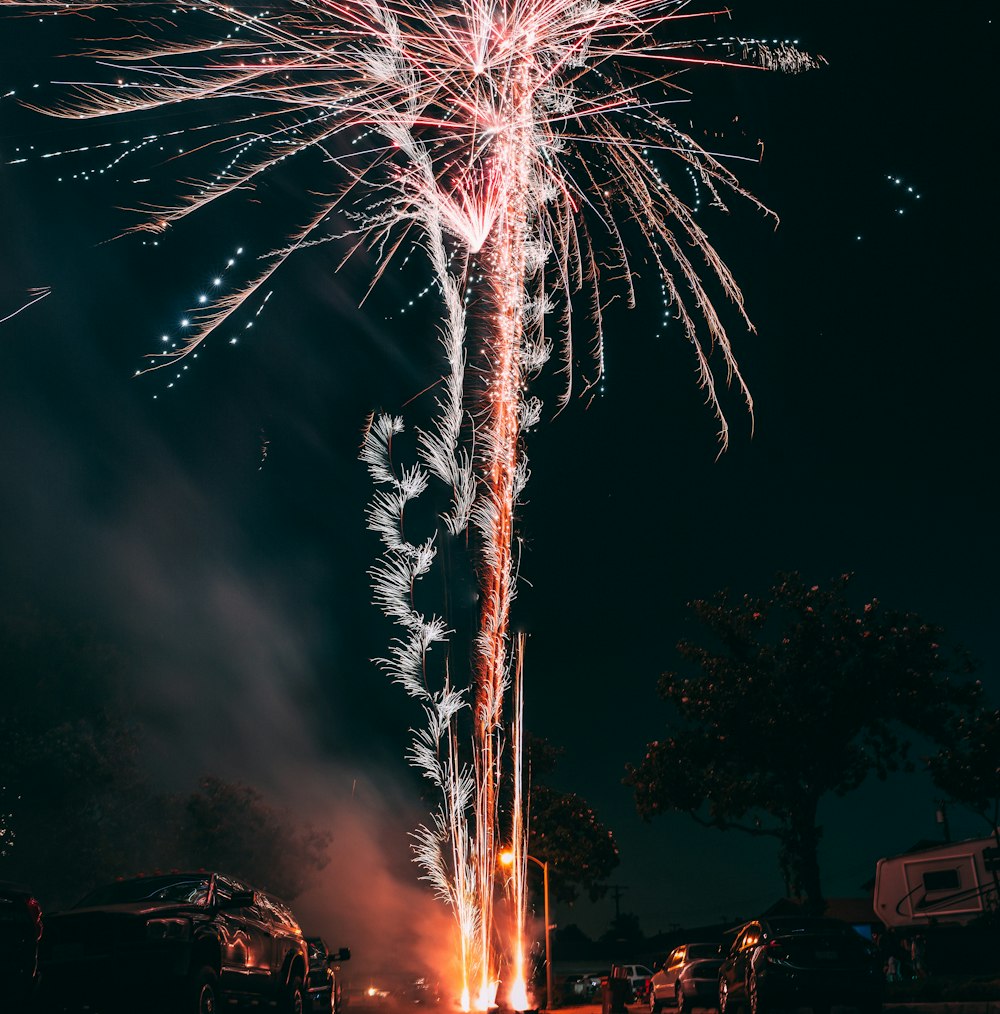 fireworks display on time lapse photography