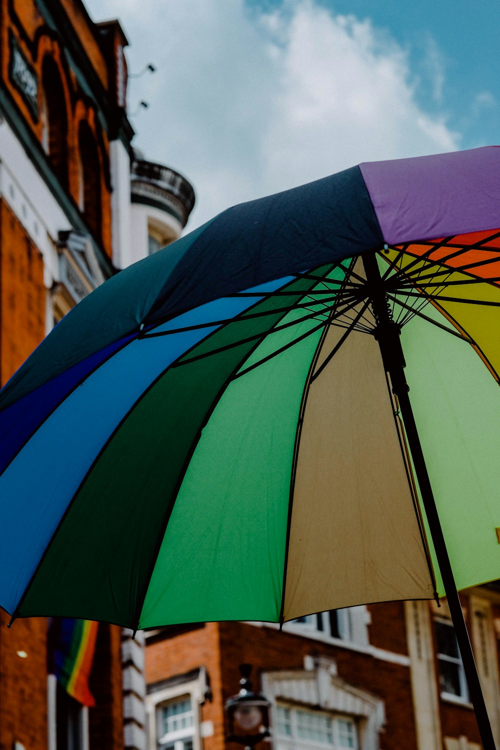 purple and multicolored umbrella