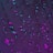Water droplets cling to a surface, reflecting and refracting light that creates a mix of neon colors, predominantly purple and teal. The droplets vary in size and are scattered across the surface, creating a visually striking effect.