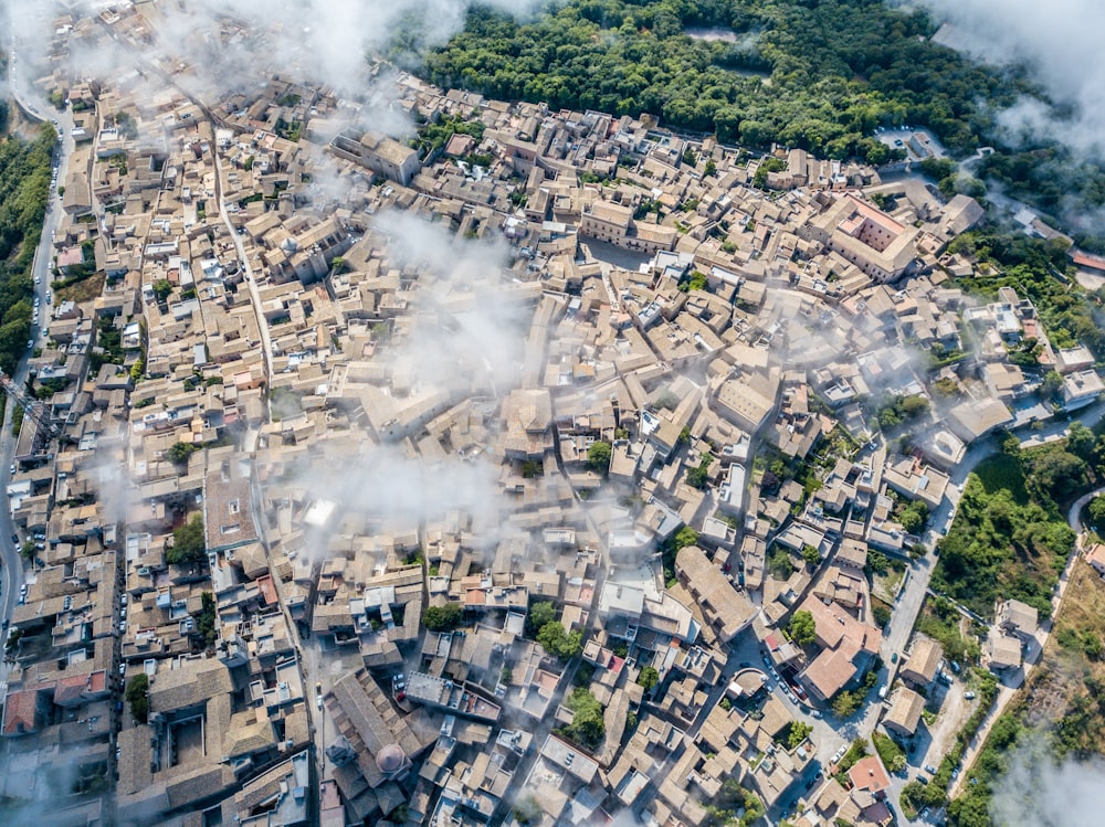 top view of houses at the city