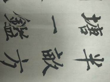 Several Chinese characters written in black ink on a white paper. The characters are bold and artistic, showcasing traditional calligraphy style.