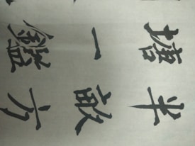 Several Chinese characters written in black ink on a white paper. The characters are bold and artistic, showcasing traditional calligraphy style.