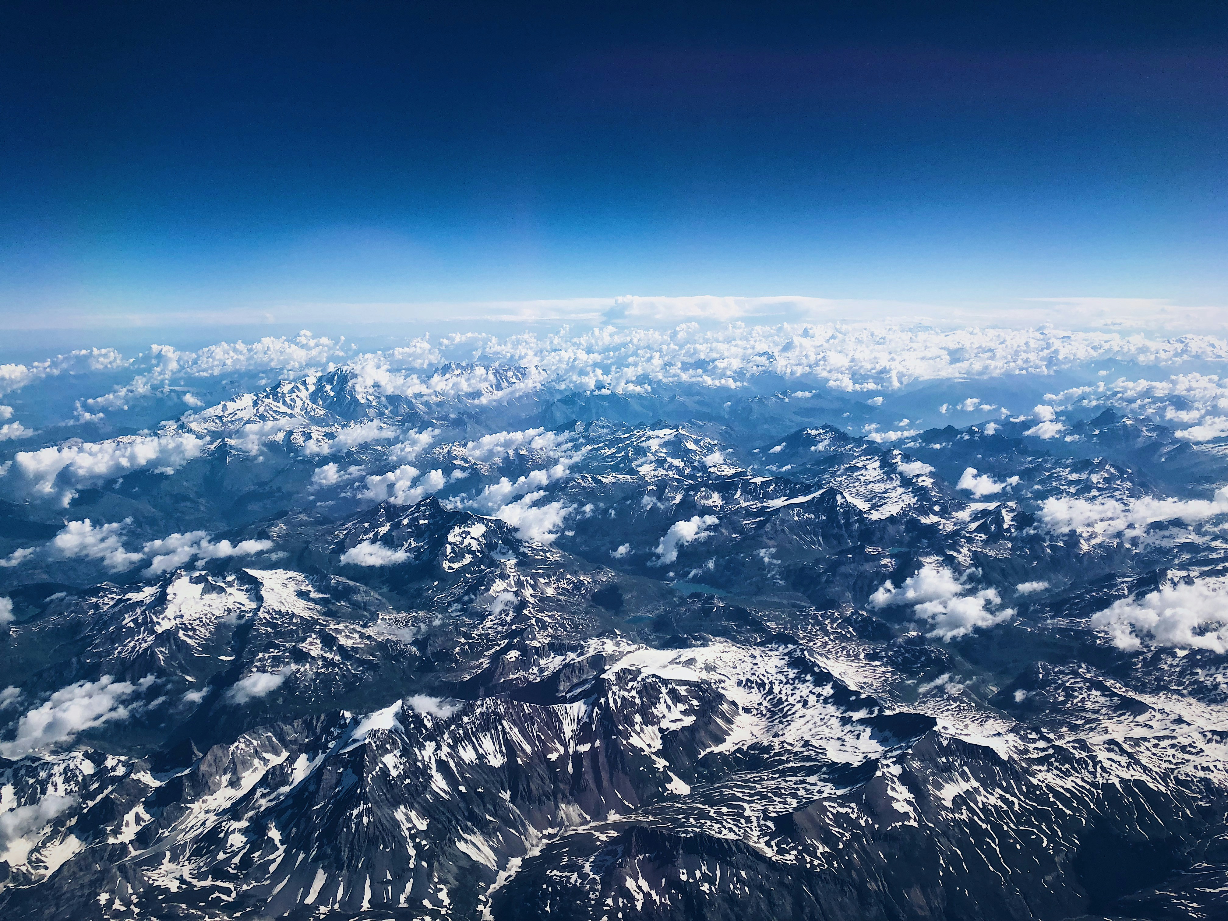 aerial photography of mountains