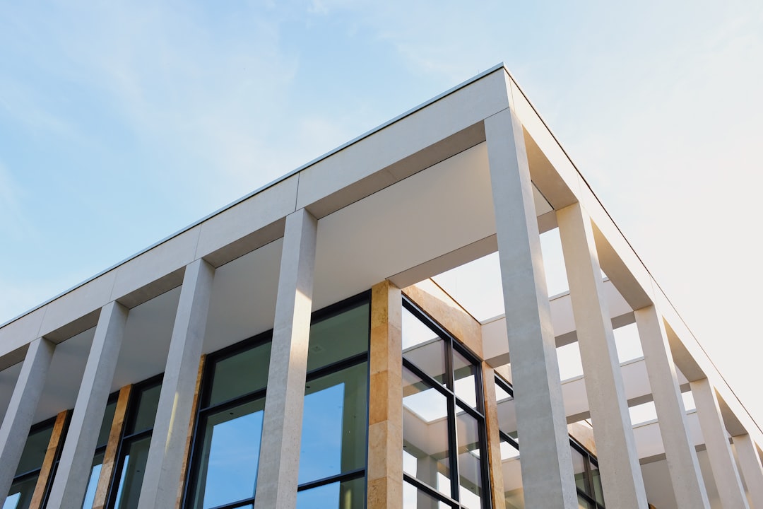 low-angle photography of building, Building lines
