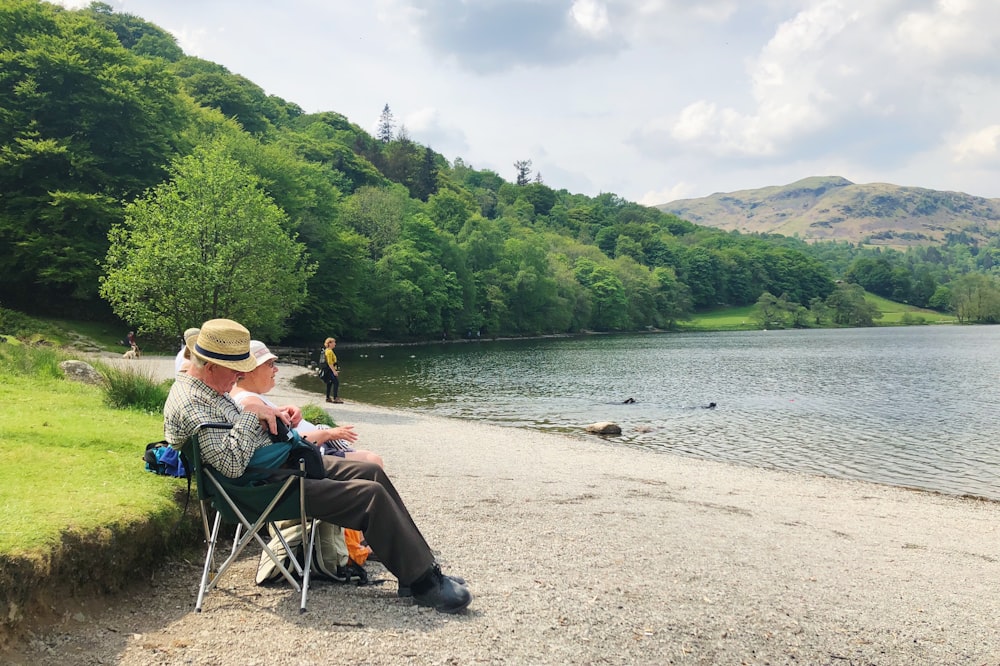 man sitting on camping chair