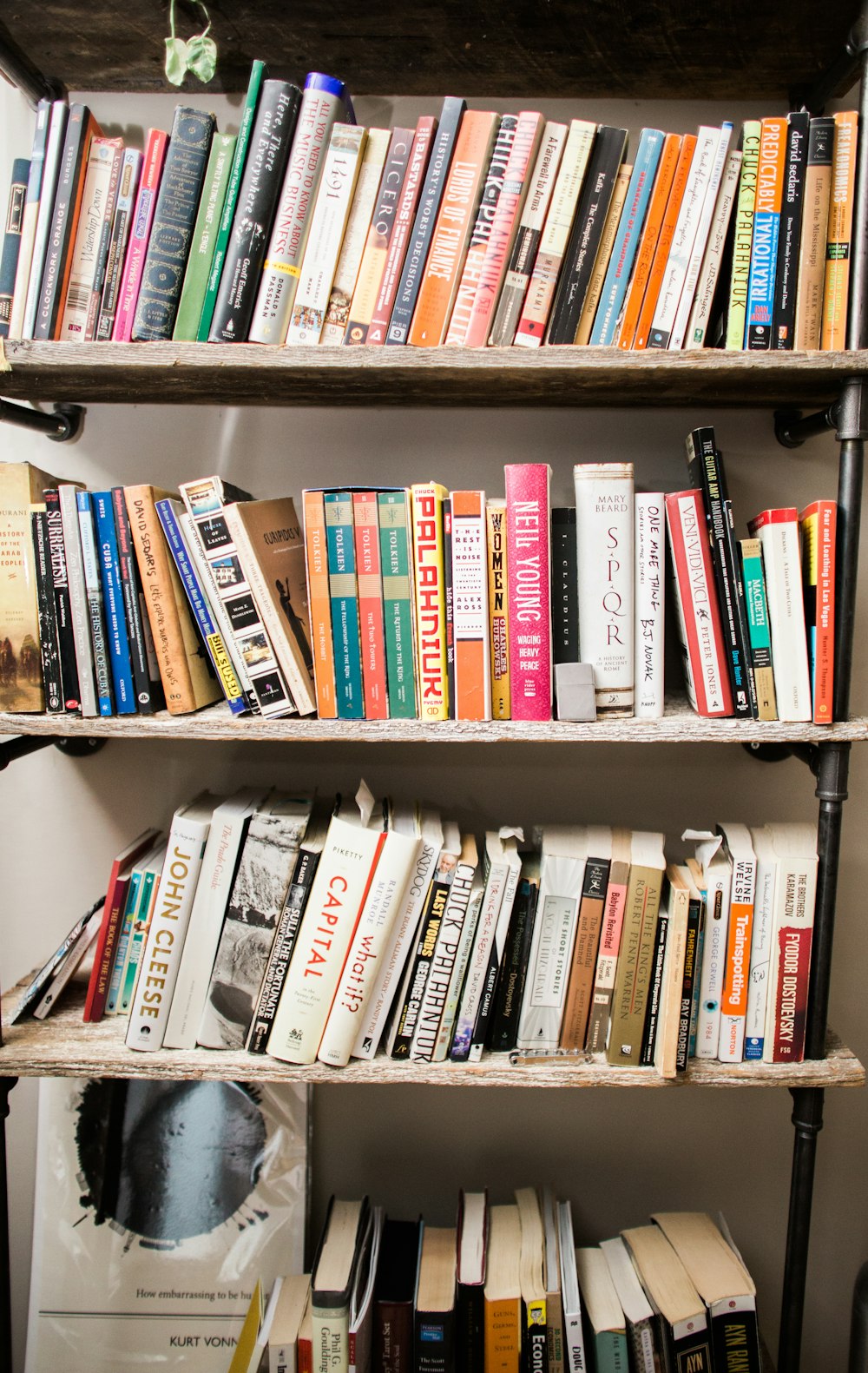 assorted book in book shelf