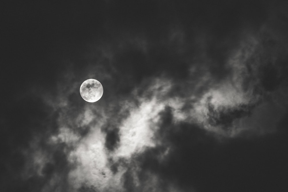 full moon behind clouds