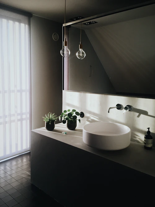 Modern bathroom sink fixture installation