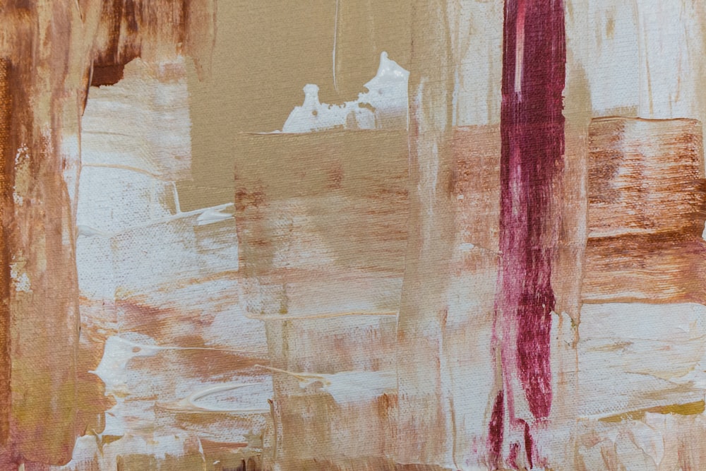 Pintura abstracta marrón y blanco