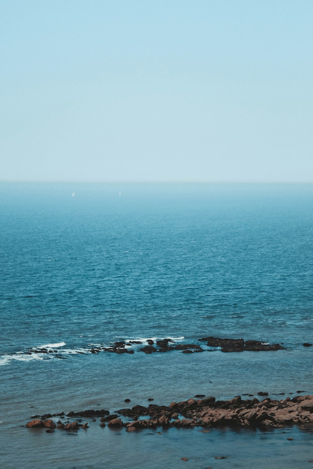 bird's eye view photography of body of water