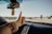 A happy customer giving a thumbs up while traveling.