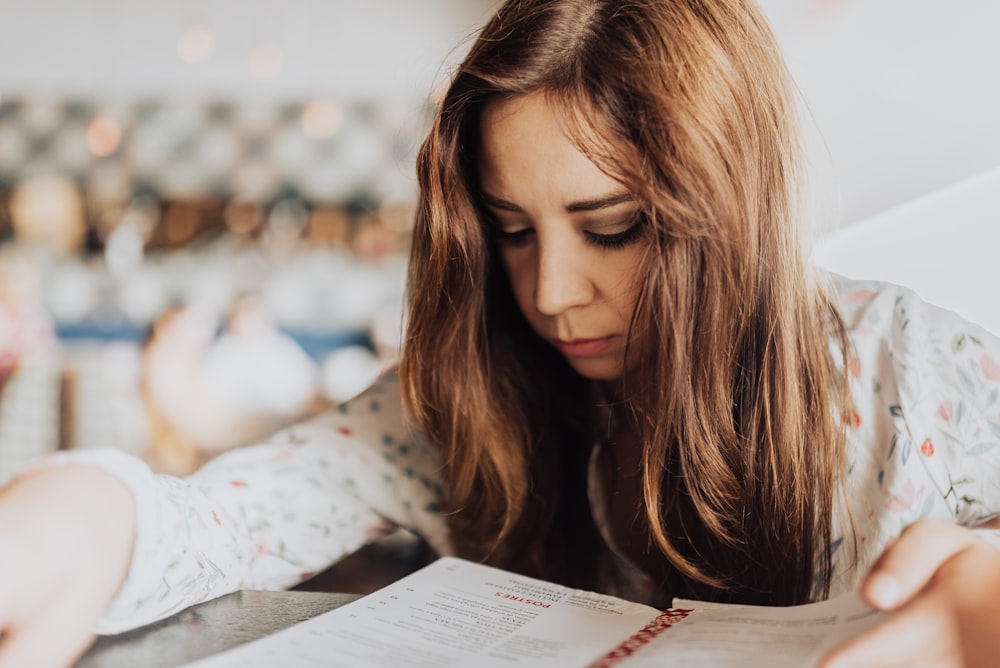 woman reading book