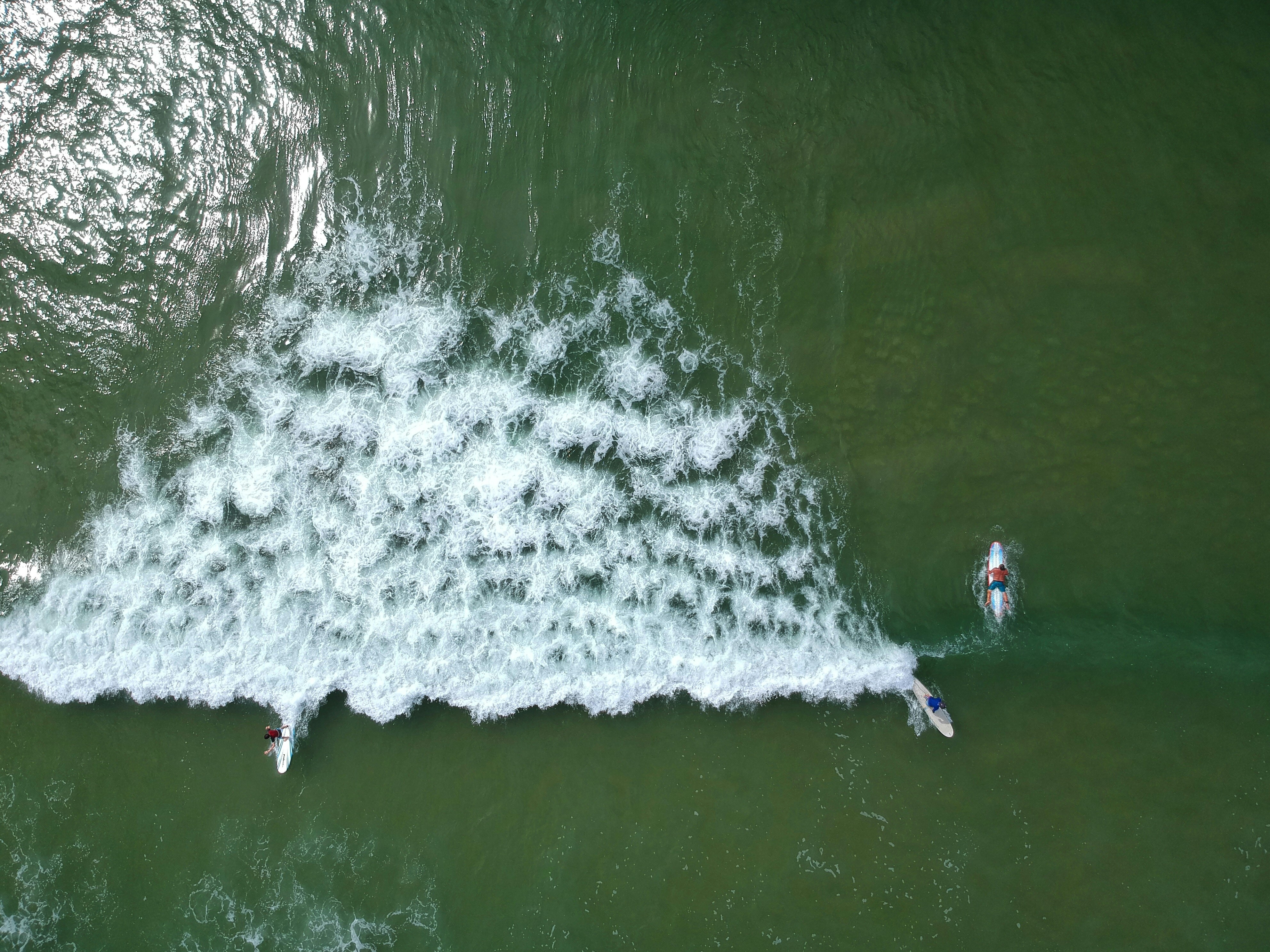 aerial view of white sea waves, Surfing