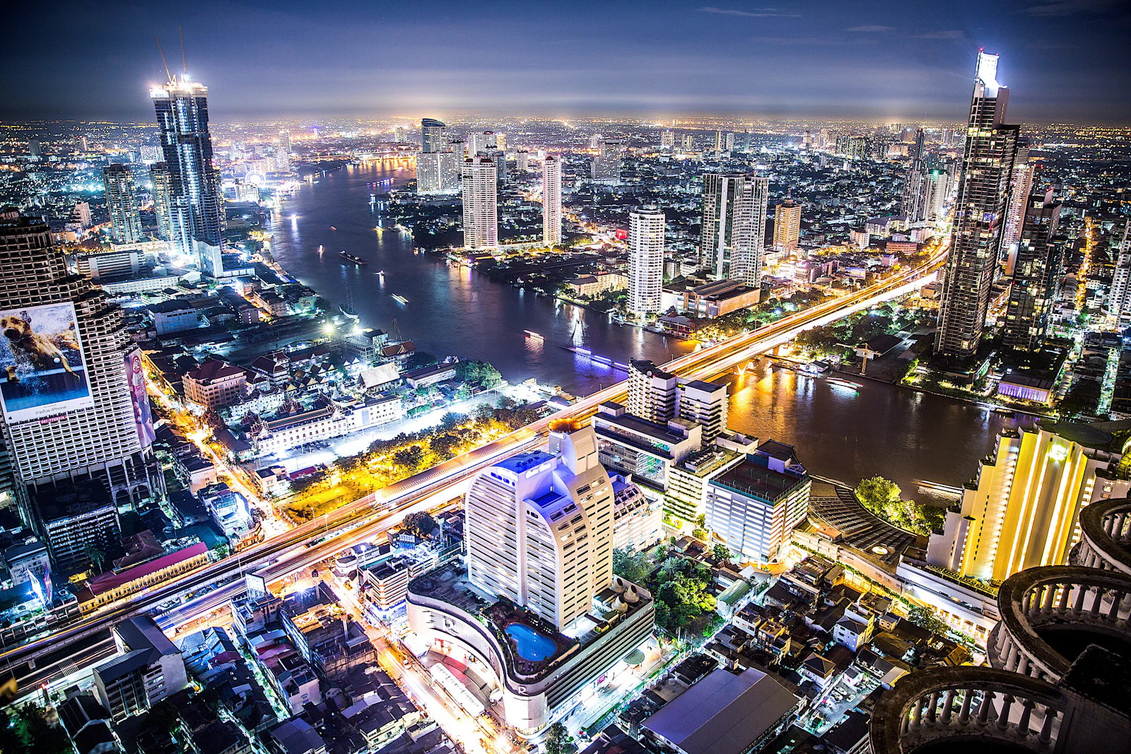 Bangkok and the Chao Phraya River at night