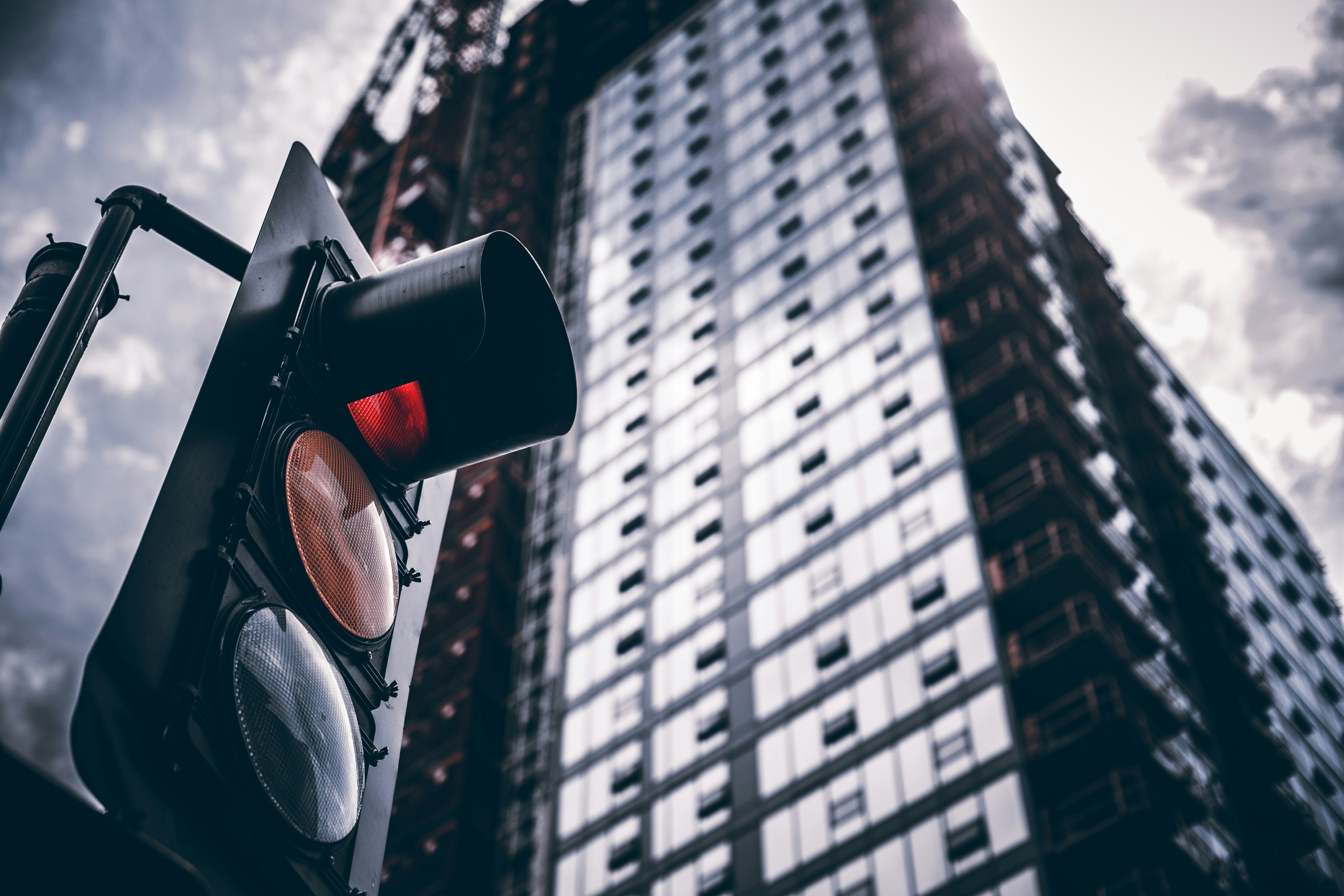selective color photo of street light, Stoplight