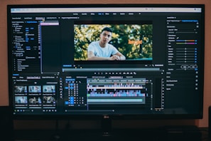 turned on LG flat screen monitor