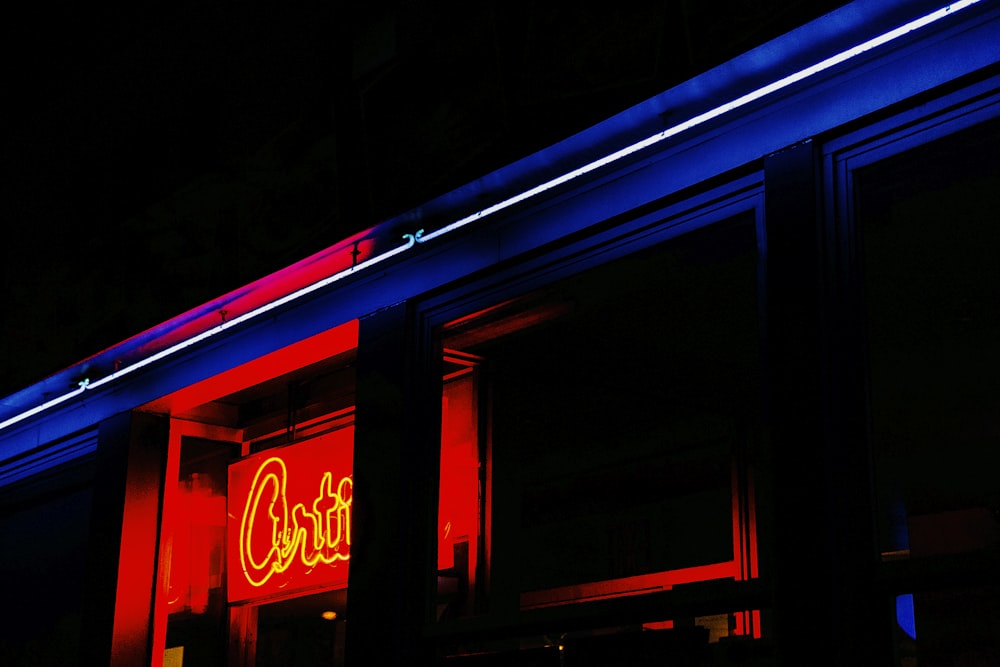 red neon sign turned on