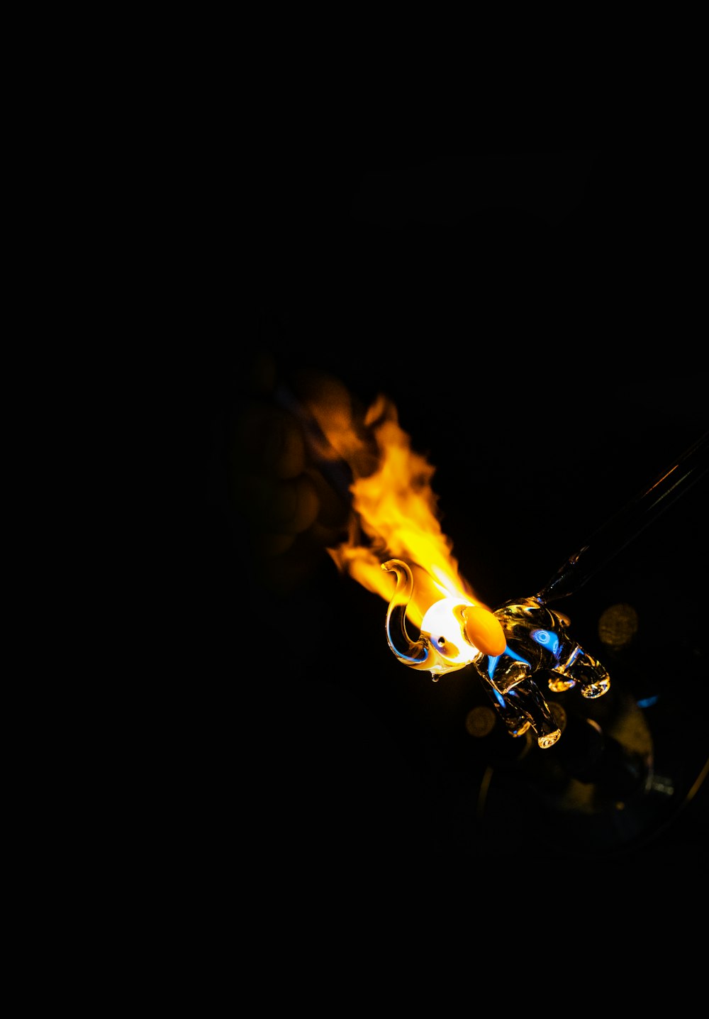 yellow fire with black background