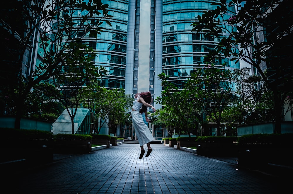 jumped woman on pavement