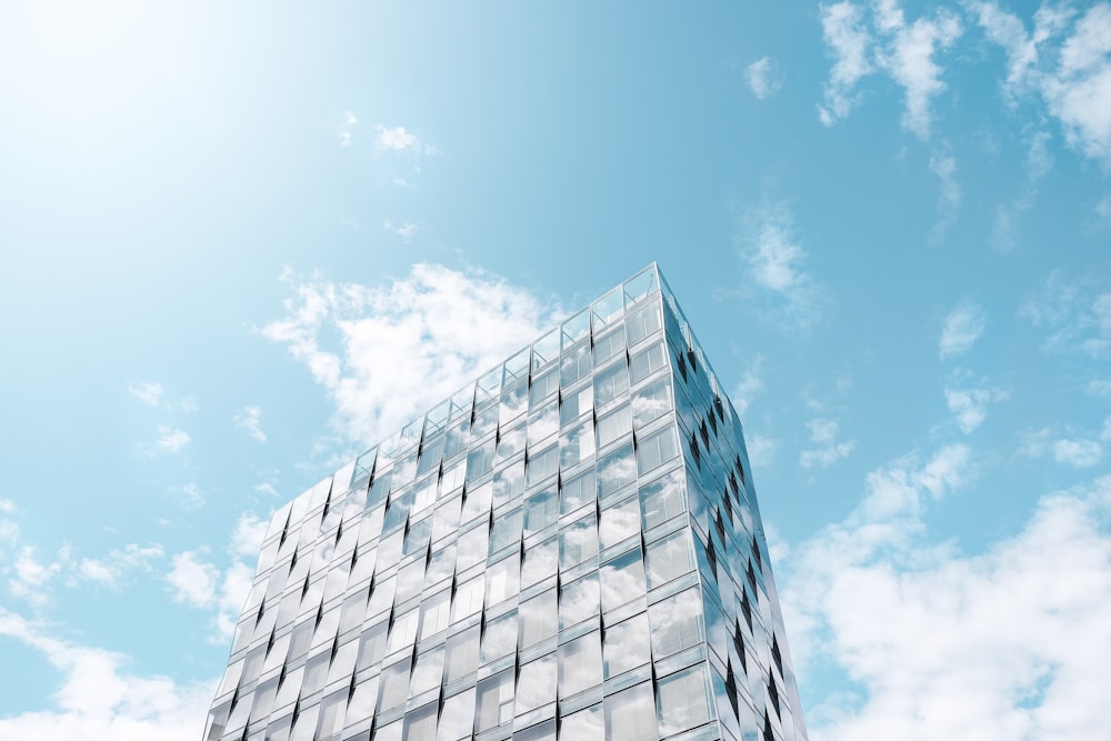 worm's-eye view photo of glass building