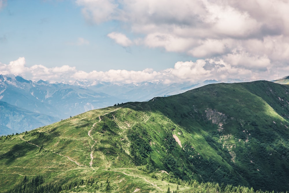 landscape photography of green mountains