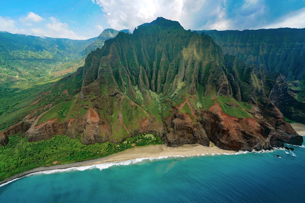 aerial photography of mountain range