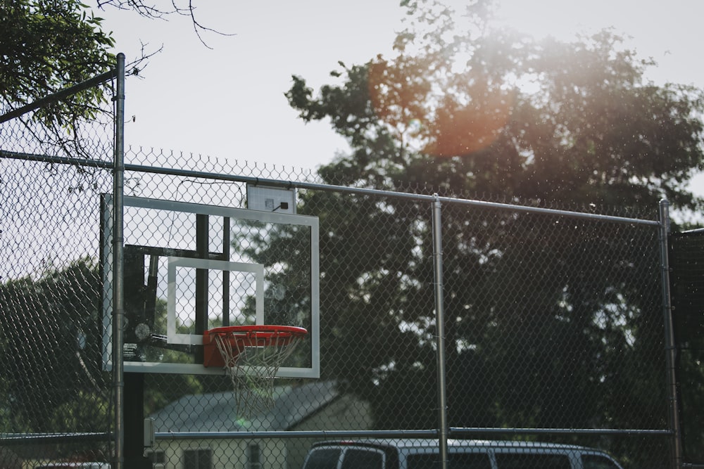 black and white basketball hoop