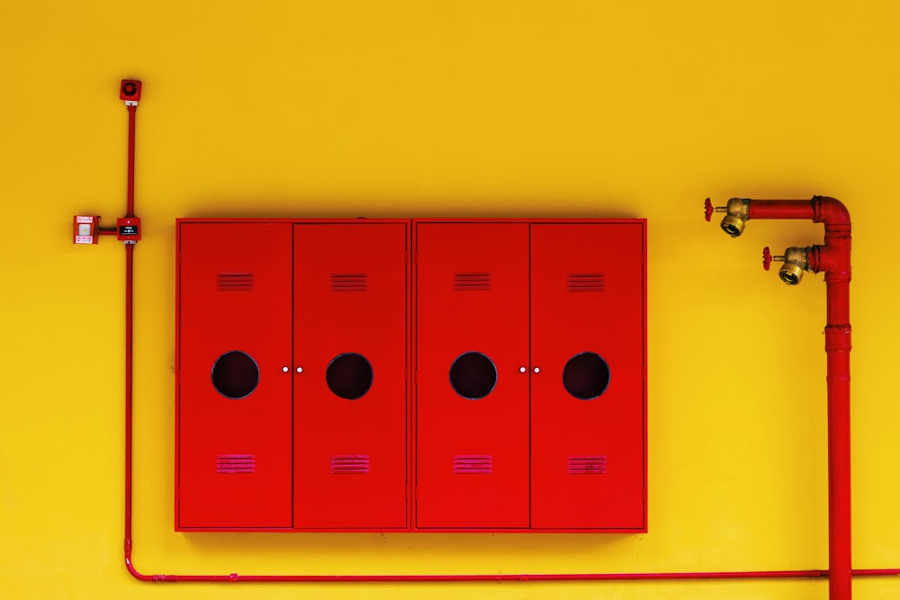 four red lockers