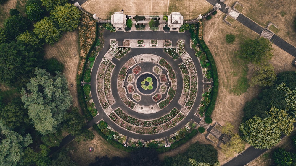 aerial photography of garden