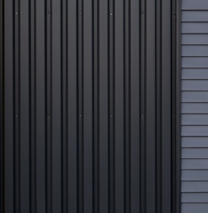 a black and yellow door with a yellow stripe