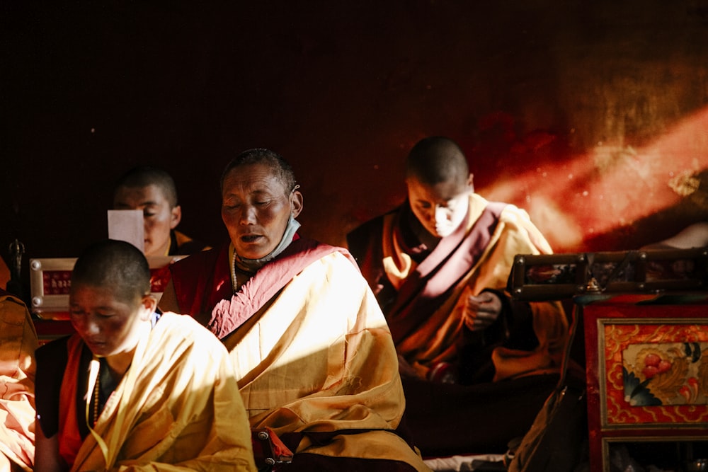 monks meditating