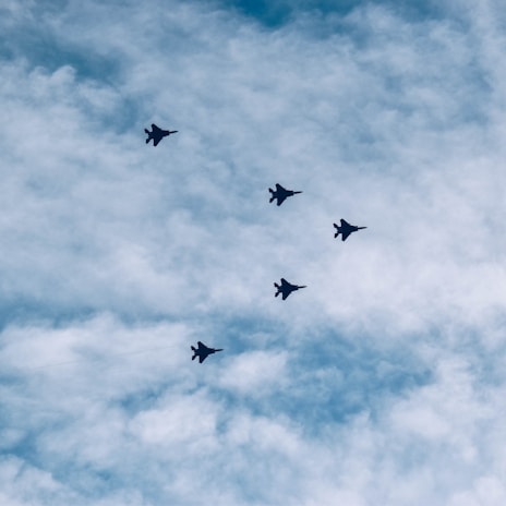 Drones flying in formation during a demonstration.