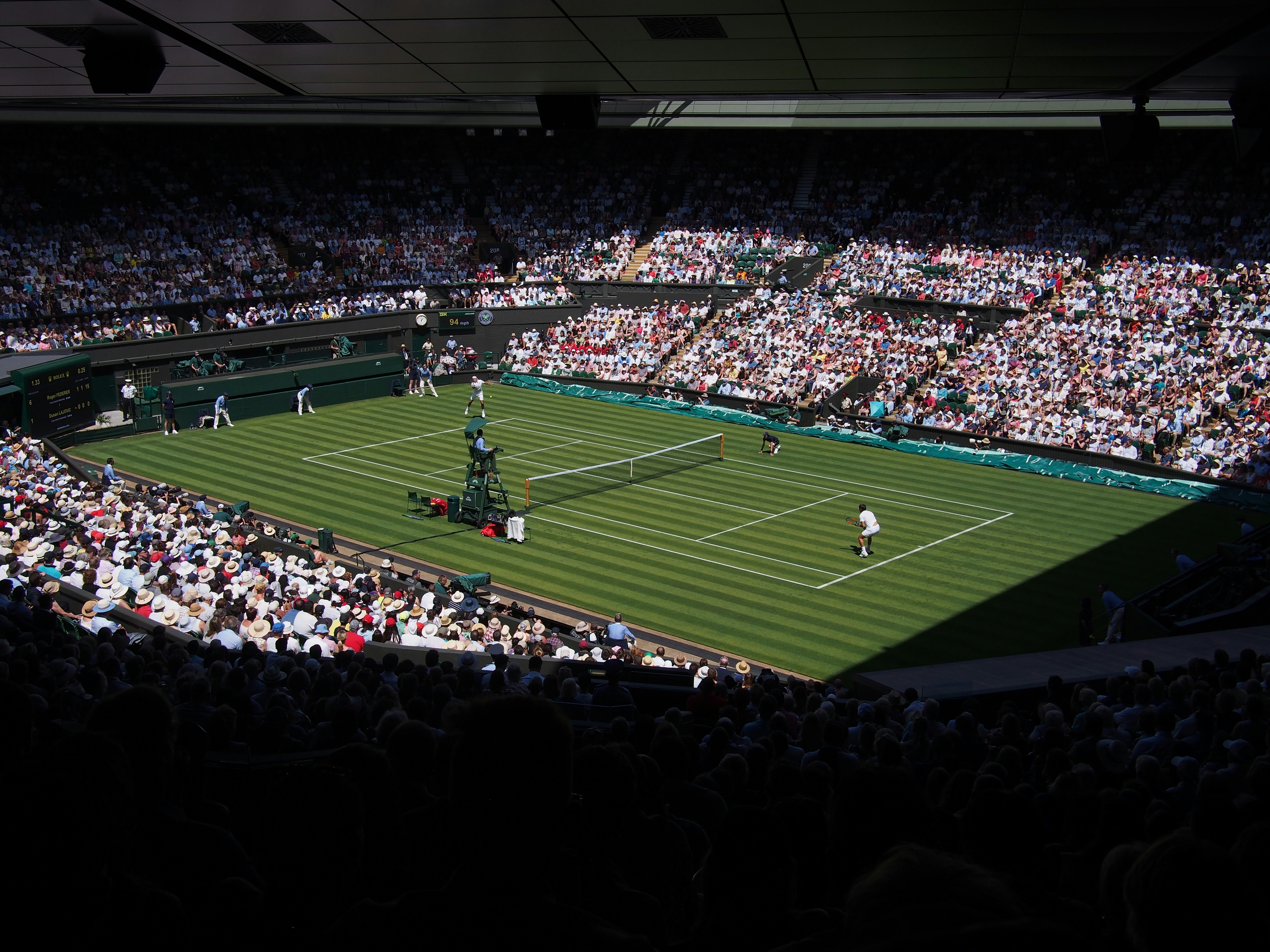 From Roger Federer’s opening match in the 2018 Championships at Wimbledon against Dusan Lajovic of Serbia.