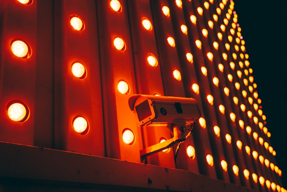 white bullet camera during nighttime