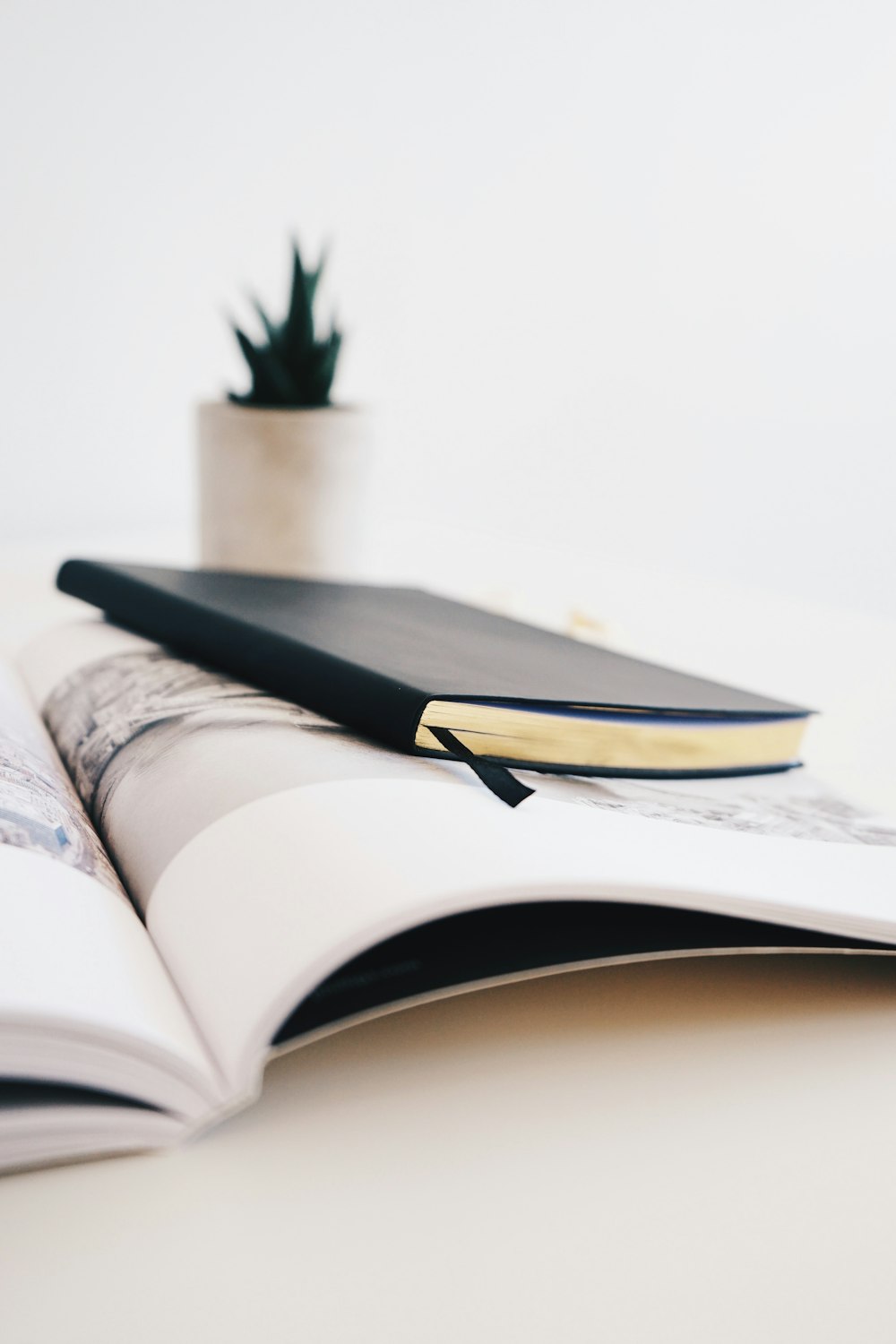 black book on white wooden surface