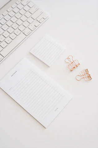 white paper near clips