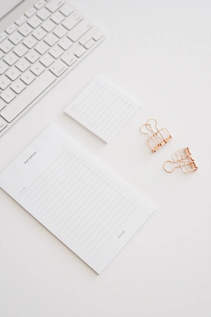 white paper near clips