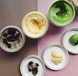 ice creams in white plastic containers