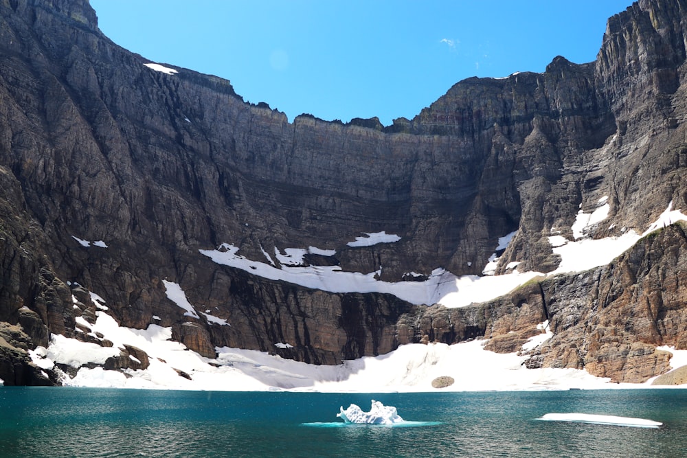 rock formation with snows