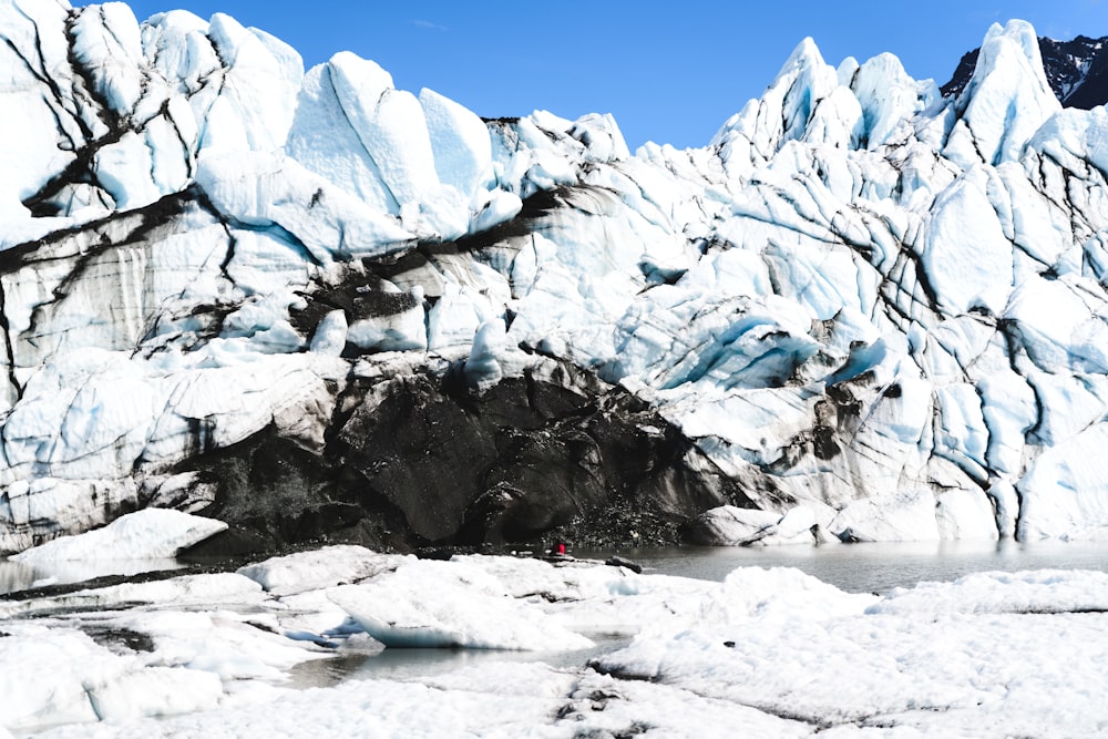 snow covered rock formation