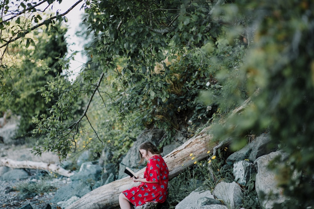 woman reading book