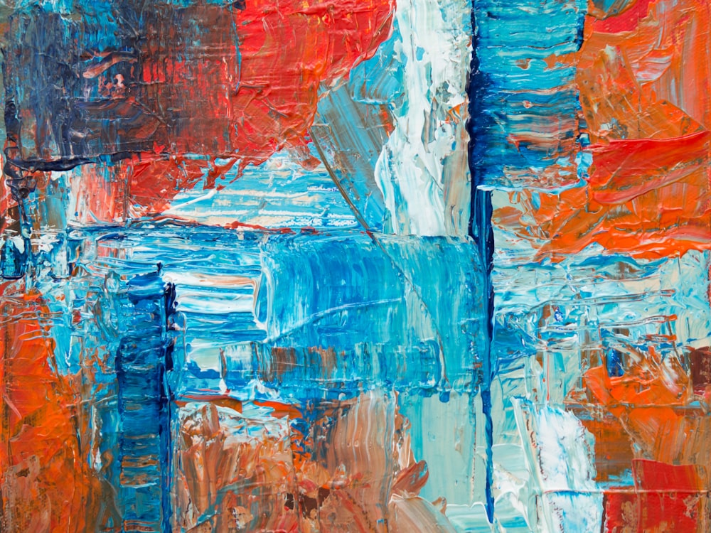 blue and red abstract painting