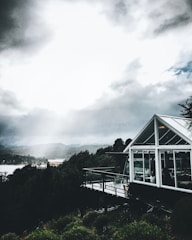 Modern container home seamlessly integrated into a lush New Zealand garden with mountains in the background.