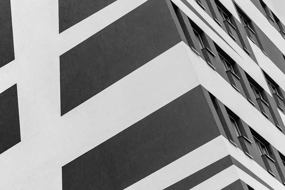 white and black painted building