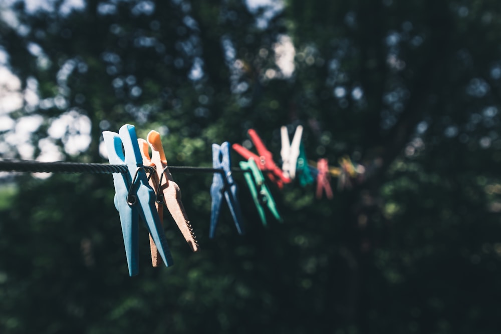 clothespins on black rope